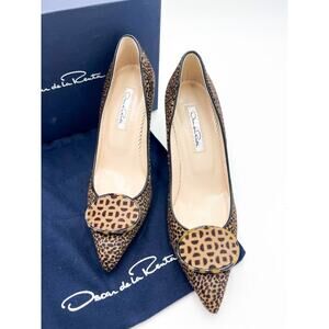 Oscar de la Renta Ponyhair Animal Print Pumps NWT Size 37 (6.5)